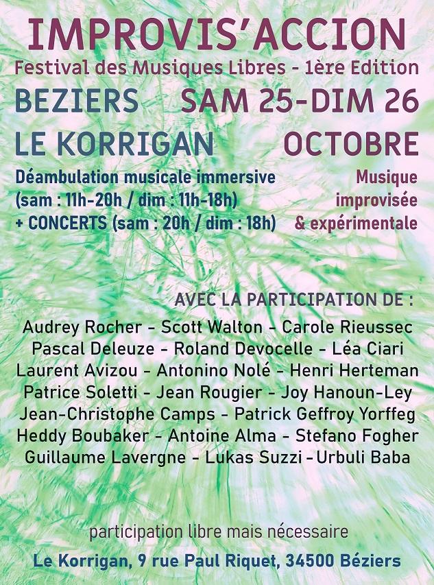 IMPROVIS'ACCION, 1er festival de musique improvisée à Béziers, 25-26 octobre