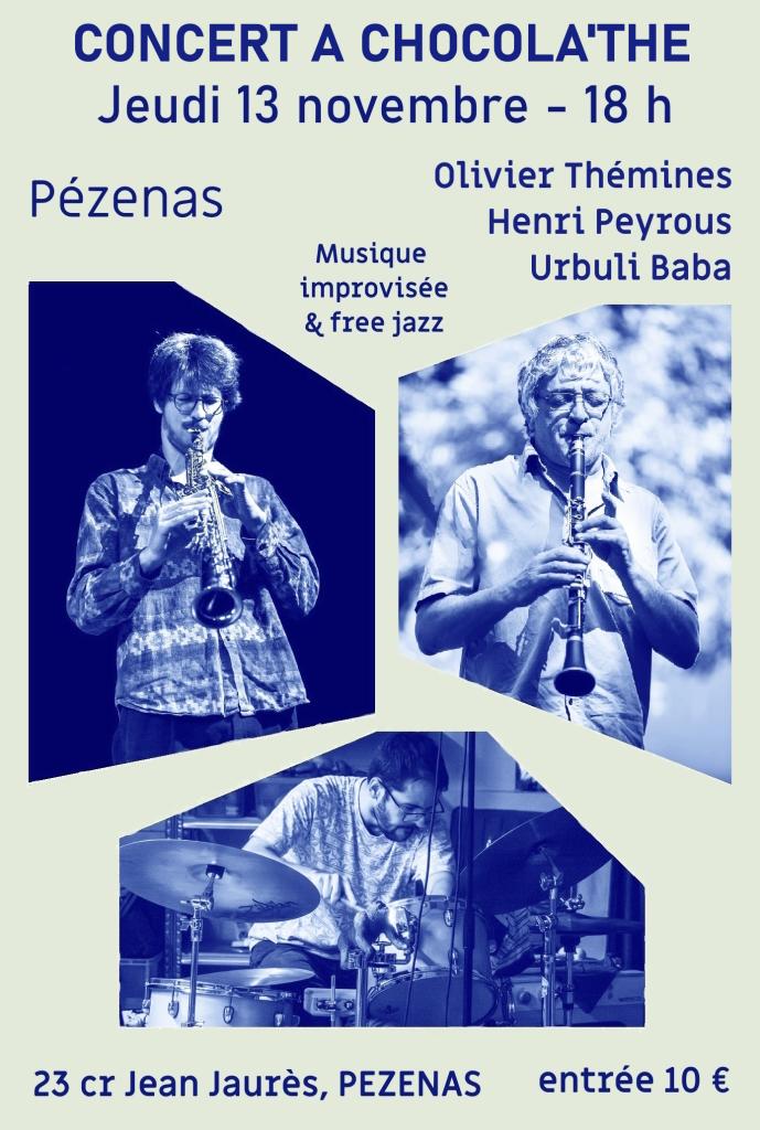 Olivier Thémines, Henri Peyrous, Urbuli Baba, concert à Pézenas